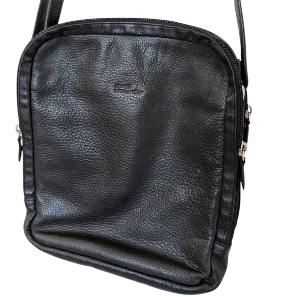 Derek Alexander Crossbody Bag Black Leather Minimalist Womens OS